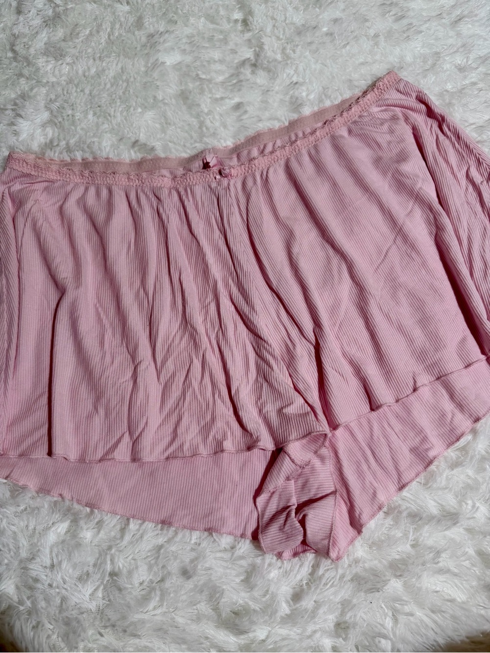 SKIMS 2X Women's Pink Sleep Shorts Ribbed Flowy Loungewear Comfortable Short